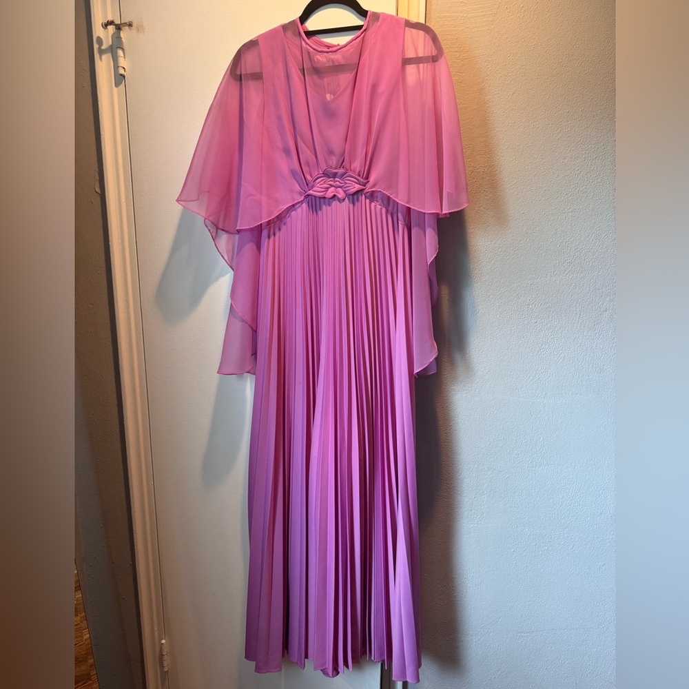 Vintage 70s Pleated Cape Dress